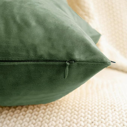 HWY 50 Moss Green Velvet Rectangular Throw Pillow Covers 12x20 Inch, Pack of 2 Soft Cozy Solid Decorative Luxury Cushion Cases for Couch Sofa Bed Living Room Bedroom