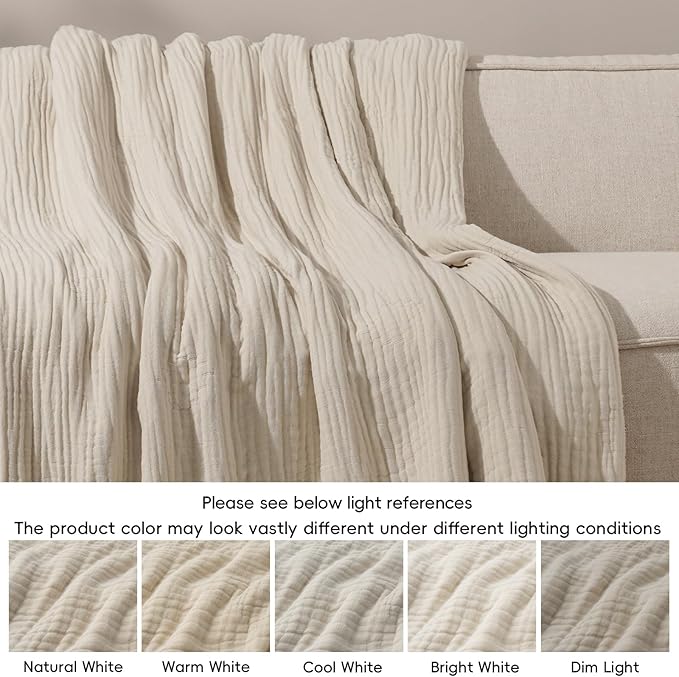 PHF Cooling Muslin Blanket King Size 104"x80", 6-Layer Lightweight Gauze Blanket Made from 35% Rayon Derived from Bamboo & 65% Cotton, Breathable & Ultra Soft Cozy for Hot Sleepers, French Oak