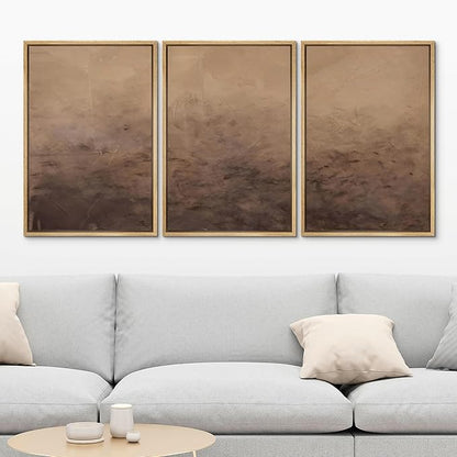 MUDECOR Framed Canvas Print Wall Art Minimalist Earthy Neutral Brown Abstract Illustrations Realism Decorative for Living Room, Bedroom, Office - 24"x36"x3 Natural