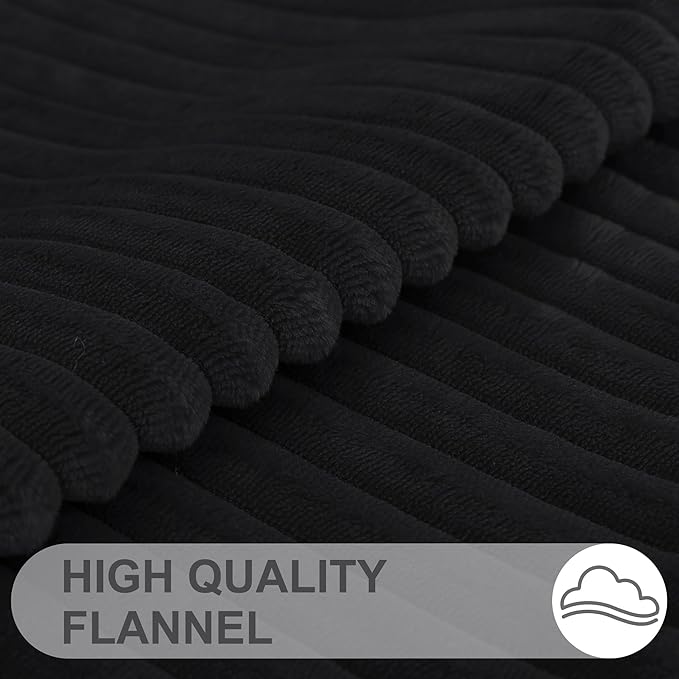 Simmore Decorative Spring Throw Pillow Covers 16x16 Set of 2, Soft Natural Plush Flannel Double-Sided Fluffy Couch Pillow Covers for Sofa Living Room, Black