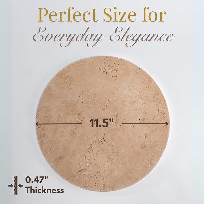 Handcrafted Travertine Tray – Bathroom Counter Organizer, Jewelry Tray, Perfume Organizer & Decorative Tray for Vanity Accessories, Coffee Table Decor & Bathroom Countertop,Stone Tray (Round, Natural)