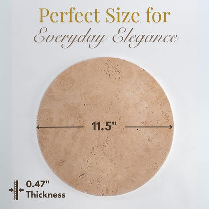 Handcrafted Travertine Tray – Bathroom Counter Organizer, Jewelry Tray, Perfume Organizer & Decorative Tray for Vanity Accessories, Coffee Table Decor & Bathroom Countertop,Stone Tray (Round, Natural)