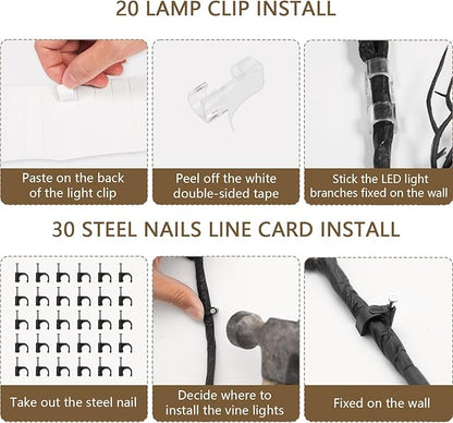 160 LED Plug In Vines Lights Room Decor with Remote, 8 Modes and Timer, Indoor Home Plants Flowers Tree Willow Lights, Artificial Tree for Walls Bedroom Living Room Kitchen Coffee Shop Decor（Black）