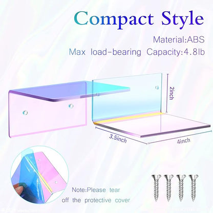 Yalikop 10 Pieces Small Floating Shelves for Wall 4'' Acrylic Mini Wall Shelf Acrylic Display Shelf Clear Hanging Shelves Room Decor for Bedroom, Bathroom, Living Room, Office