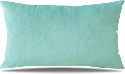 Artscope Luxury Velvet Pillow Covers Decorative Rectangle Pillowcases Soft Solid Cushion Cases for Couch Sofa Bedroom Car Decor 16x24 Inch Aqua Green
