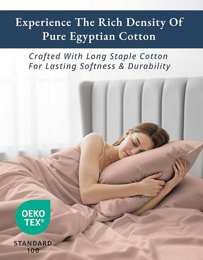 100% Egyptian Cotton King Bed Sheets – Silky Sateen Weave for All Season Comfort, 15" Deep Pocket King Sheets Set, OEKO-TEX Certified, Machine Washable, Soft Durable Hotel Comfort at Home - Sepia Rose