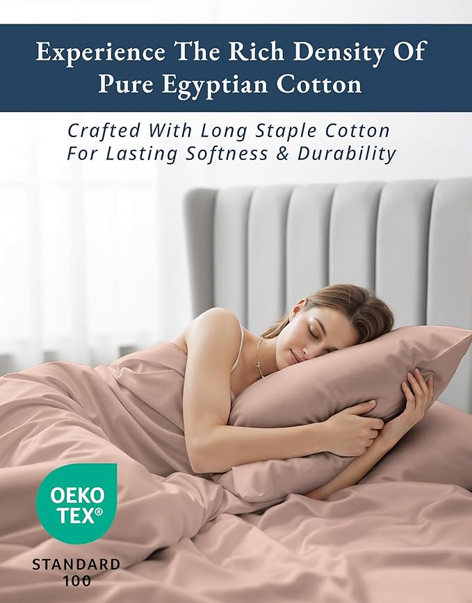 LANE LINEN Luxury 100% Egyptian Cotton Sheets California King Bed Set, Oeko-Tex Certified No Pill Fade Resistant Machine Washable Cotton Cooling Cal King Sheet Set - Sepia Rose