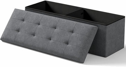 Folding Storage Ottoman Bench, Multi-Functional Ottoman Foot Rest, End of Bed Bench, Storage Chest for Living Room, Bedroom, Hallway, Entryway, Holds Up to 600 lbs (Dark Gray, 43 Inches)
