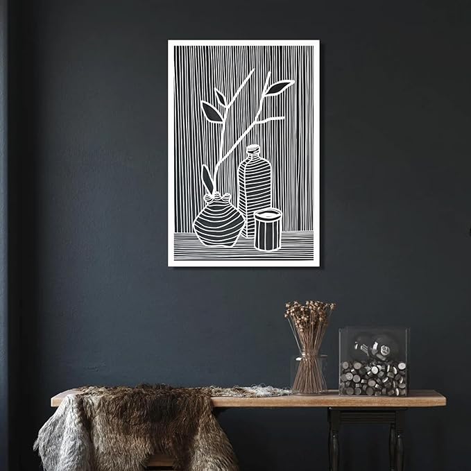 Metal Vertical Abstract Minimalist Modern Wall Art, Vase Metal Wall Decor, Minimalist Art, Abstract Line Wall Decor, Line Art for Living Room Bedroom Decor (Gold, 53 x 35 inches / 135 x 90 cm, Vase Decoration)