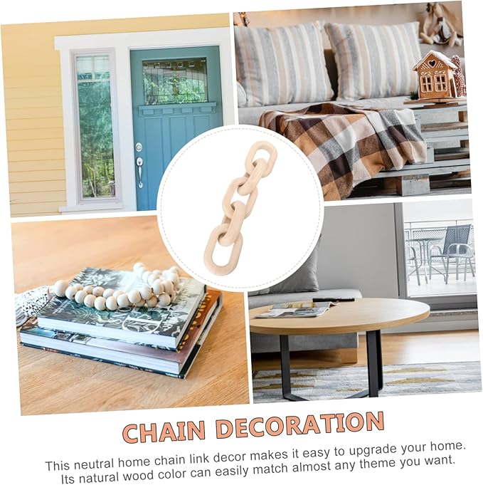 Decorative Wood Chain Links for Living Room Rustic Knot Decor for Home Table Centerpiece Handmade Natural Wood Ornament for Nursery Bedroom and Housewarming Gifts