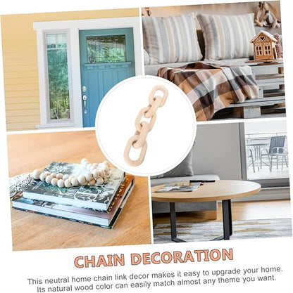 Decorative Wood Chain Links for Living Room Rustic Knot Decor for Home Table Centerpiece Handmade Natural Wood Ornament for Nursery Bedroom and Housewarming Gifts