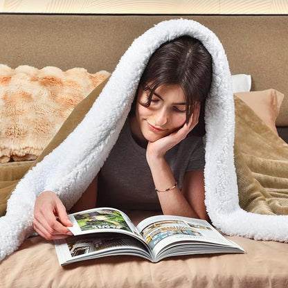 KAWAHOME Sherpa Fleece King Size Blanket for Bed - Extra Warm and Heavy Thick Blankets for Winter, Super Soft 500GSM Plush Blanket, 108" X 90" Camel
