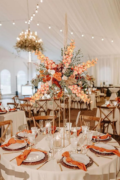 IPOPU Orange Fake Flowers - 5PCS Gladiolus Artificial Flowers, 33" Silk Gladiolus Faux Flowers with Long Stems for Tall Vase Wedding Centerpieces, Home Table Party Decor