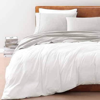 LANE LINEN Eco Priendly Printed 100% Organic Cotton Twin Size Bed Sheets, Naturally Temperature Regulating Fully Elasticized Cotton Cooling Sheets & Pillowcases Set Twin- Snowdrop