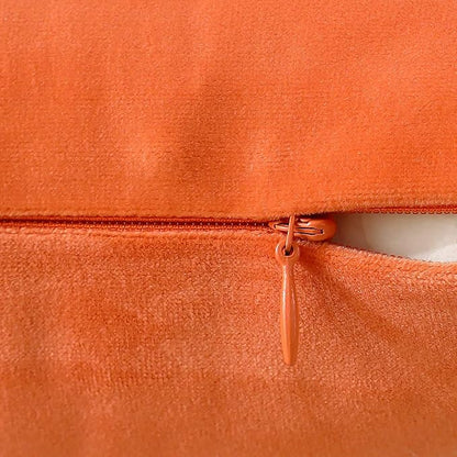 mixeoo Comfy Peach Coral Throw Pillow Covers Decorative Square Solid Velvet Super Soft Cushion Cases Home Decor for Sofa Couch, Set of 2, 14 x 14 Inch