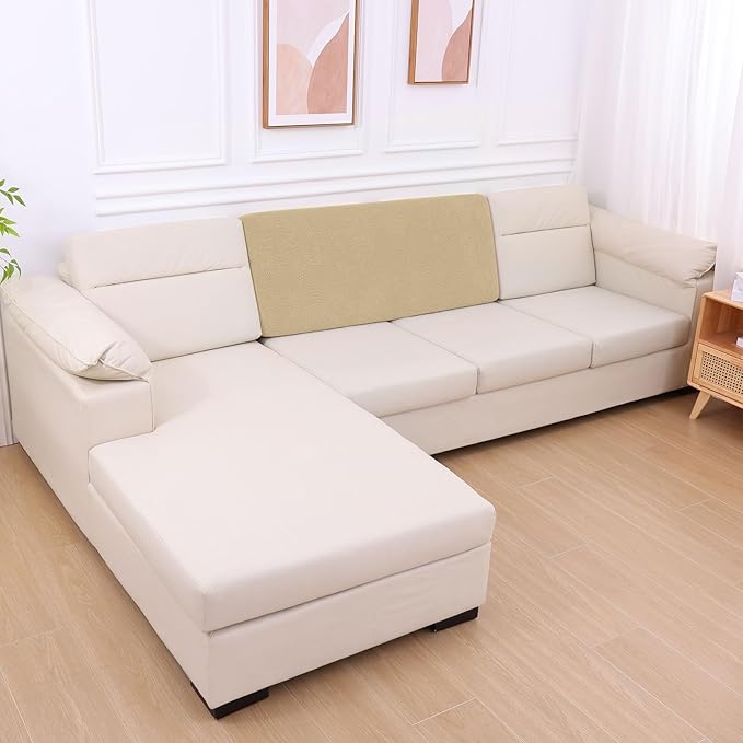 hyha Individual Couch Cushion Covers, Stretch Magic Sofa Seat Cushion Covers Washable, Dog Couch Sofa Slipcover for Pets, Kid with Elastic Bottom(Back Cover L, Taupe)
