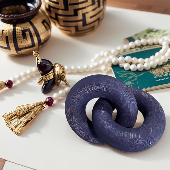 Wood Knot Décor-2 Link Wooden Chain Link Home Decor,Coffee Table Decor Book Shelf Decor Accents Art Decor Living Room Decor Items (Purple)