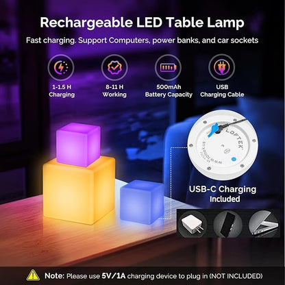 LOFTEK 4-inch LED Cube Lights: RGB 16 Colors Tesseract Cube, Cosmic LED Mood Lamp with Remote Control, IP65 Waterproof Rechargeable Bedside Lamp Night Lights for Kids Nursery Toys Gift