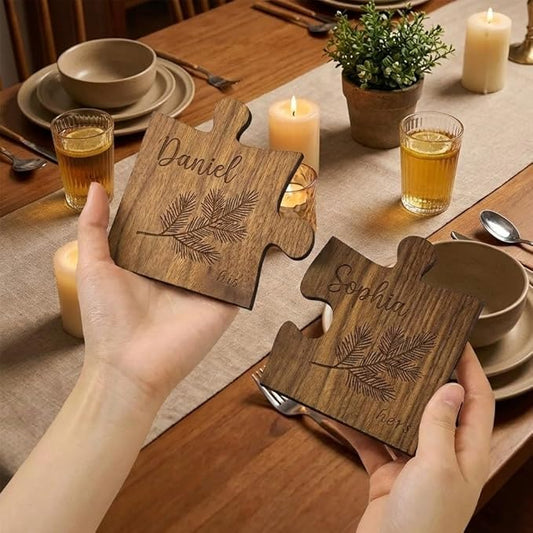 Luxury Custom Couples Wooden Coaster, Gifts for Boyfriend Girlfriend, Valentines Day Gift Gor Him Her, Wedding, Birthday, Anniversary, Christmas 1