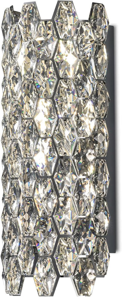 Crystal Wall Sconces,Modern Wall Light Fixtures,Chrome Wall Lamp,Luxury Crystal Wall Sconces for Living Room Bedroom Bathroom Hallway Doorway Stairway Bedside