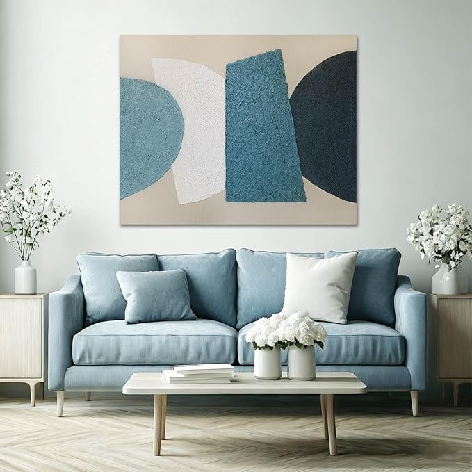 LEVERUP Square Pattern Painting Art Modern Abstract Wall Artwork Colorful Wall Decorations for Dining Room Living Room Kitchen 32×40 Inchs Ready To Hang