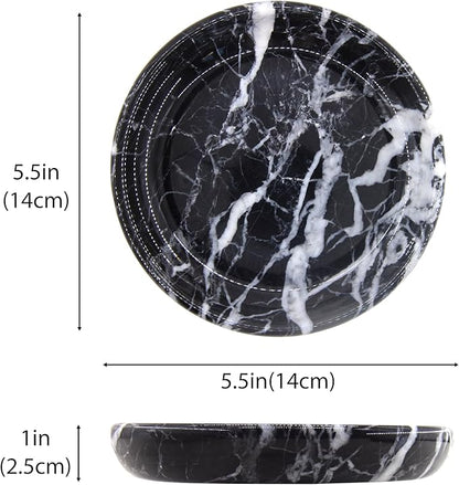 Small Natural Marble Jewelry Tray Key Plate Holder Dish Trinket Decor Catch All Bowl for Ring Earring Stone Gift for Women Daugther,Black