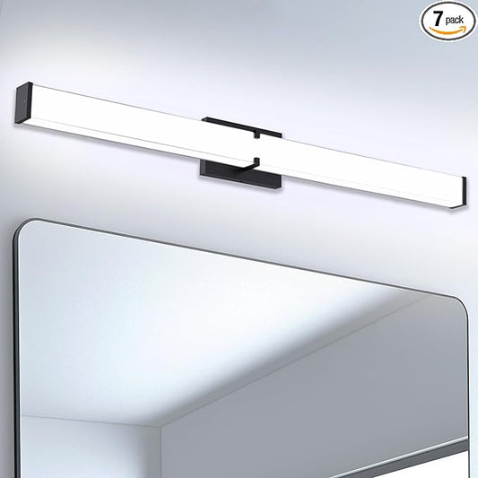 Bathroom Light Fixtures: 31.5 Inch ETL Certified LED Bathroom Vanity Light 5000K Cool White 36W 2500LM - Modern Black Vanity Light Dimmable with Clear Shade - Bathroom Lighting Fixtures Over Mirror