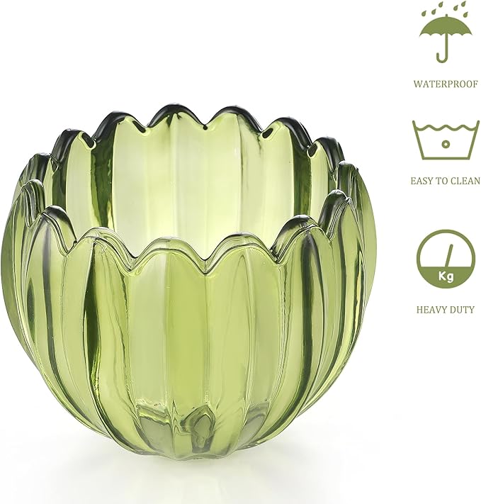 Tulip Lamp Shades Replacement, 5" Dia. * 4.25" H Green Glass Sconce Shade Heavy and Thick for Wall Sconces Pendant Lights Ceiling Lights Chandelier, 1 Pack