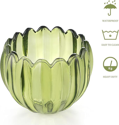 Tulip Lamp Shades Replacement, 5" Dia. * 4.25" H Green Glass Sconce Shade Heavy and Thick for Wall Sconces Pendant Lights Ceiling Lights Chandelier, 1 Pack