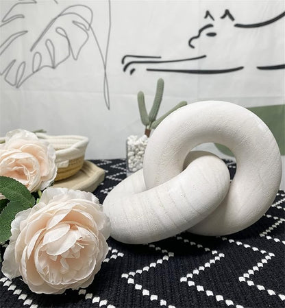 S-SNAIL-OO Wood Chain Link Decor - 7.5 Inches Length Aesthetic Room Decor, 2-Link Wood Chain Boho Decor for Living Room, Farmhouse Decor, Coffee Table (White)