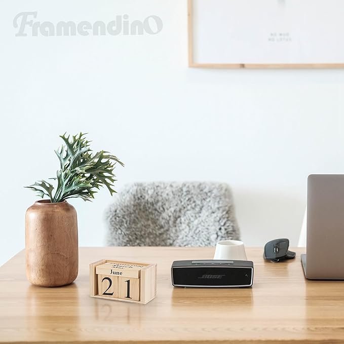 Framendino, Natural Vintage Wood Calendar Rustic Block Chic Perpetual Desktop Wooden Cubes for Home Office Desk Decoration