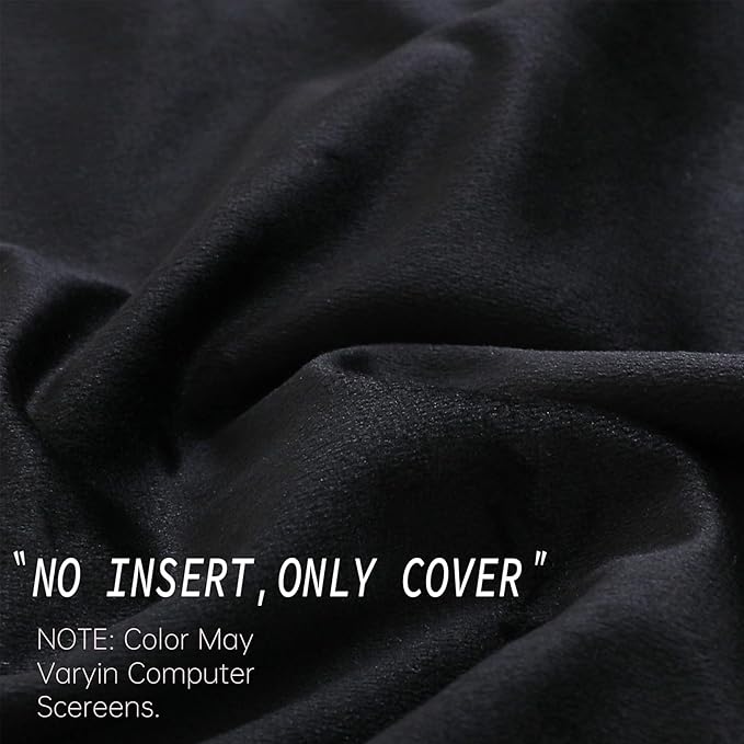 LIGICKY Long Lumbar Pillow Cover 14x36 inch Black Velvet White Rope Edging Throw Pillow Covers Decorative Rectangular Body Pillow Case Accent Textured Cushion Cover for Bed Couch (Cover Only)