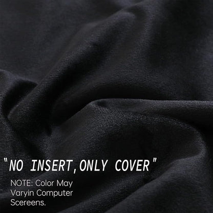 LIGICKY Long Lumbar Pillow Cover 14x36 inch Black Velvet White Rope Edging Throw Pillow Covers Decorative Rectangular Body Pillow Case Accent Textured Cushion Cover for Bed Couch (Cover Only)