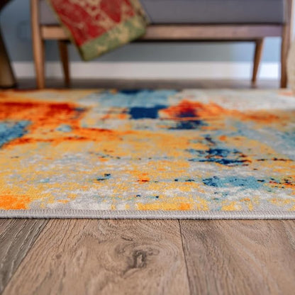 Rugshop Sky Collection Abstract Area Rug, Fade-Resistant Carpet for Living Room,Entryway,Doormat or Bedroom, 2' x 3'