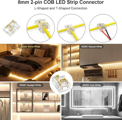 COB LED Strip Light White, 16.5ft Dimmable 2700K-6500K High Density 3100LEDs 24V Flexible LED Tape Light with Remote and APP Control, for Under Cabinet Bedroom Kitchen DIY Lighting