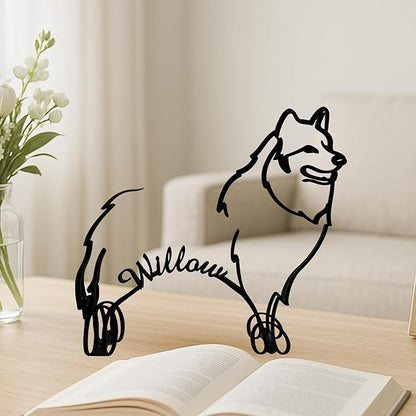 Personalized Samoyed Dog Minimalist Sculpture, Custom Pet Name Metal Desk Decor, Decorative Aesthetic Table Sign Gifts For Dogs Lovers, Kids Room, Home Office Decorations