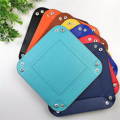 siduater Valet Tray Desktop Storage Organizer – Vegan Leather Catchall Tray Bedside Vanity Tray Nightstand Caddy Holder for Remote Controller, Watch, Keys, Phone, Wallet, Coin, Jewelry, Sky Blue