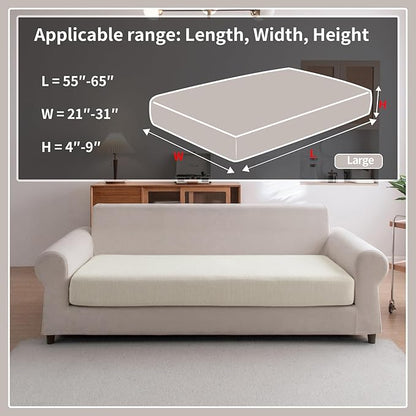 Sectional Couch Covers, Wear Resistant Stretch Sofa Covers Washable Soft Couch Cushion Covers Anti Slip Furniture Protector Sofa Slipcovers for Pets (1 Piece Large Cover, Ivory)