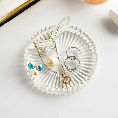 H&D HYALINE & DORA 4 Inch Butterfly Ring Holder Dish Butterfly Gifts for Women Glass Rings Tray Wedding Ring Holder Engagement Gifts