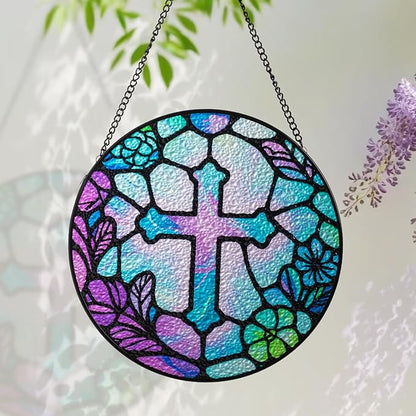 Sun Catcher Stained Glass Window Hanging 8 inch Suncatcher Wall Art Home Decor Sun Catchers Decoration for Garden Home Housewarming Gifts