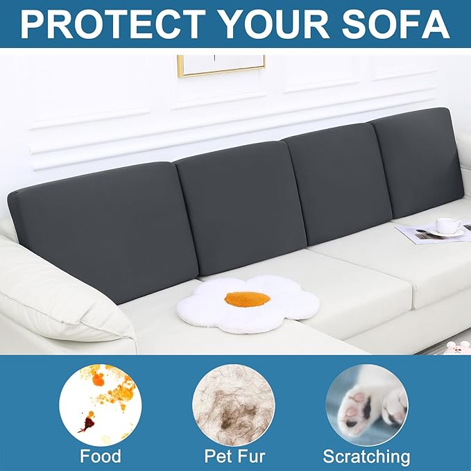 Smiry Printed Couch Cushion Covers, Stretch Soft Couch Covers for Sofa, Washable Non-Slip Sofa Slipcover Furniture Protector for Indoor and Outdoor (Backrest L, Dark Grey)