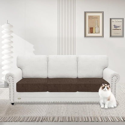 MAXIJIN Waterproof Couch Cushion Covers Stretch Sofa Seat Slipcovers Washable，Sectional Outdoor Cushion Covers with Elastic Bottom for Dogs Pets Kids (1 Pc Sofa Cushion Cover, Light Coffee)