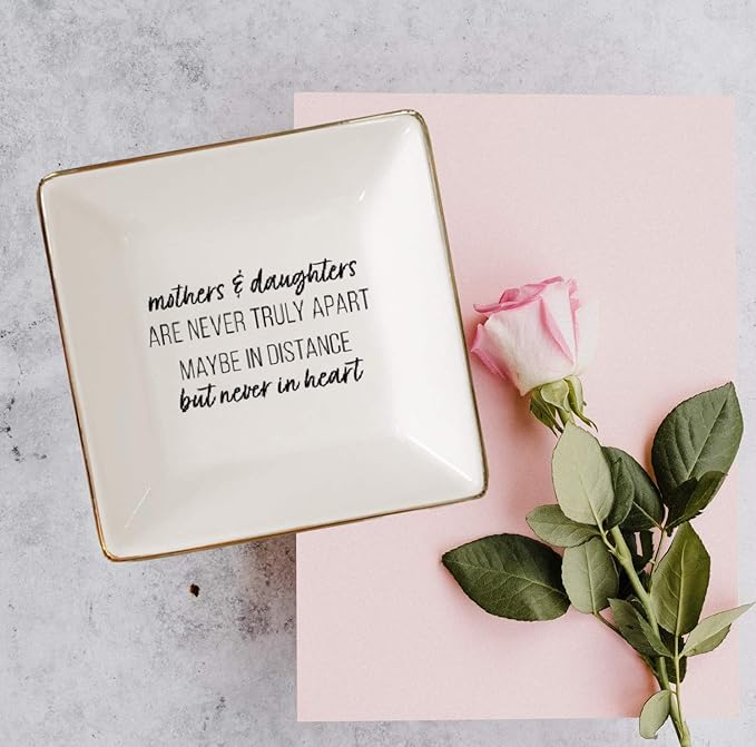 Simply Charmed Gift from Daughter or Daughter - or Christmas or Birthday Gift Between Mom and Daughter - Ceramic Jewelry Ring Dish or Tray