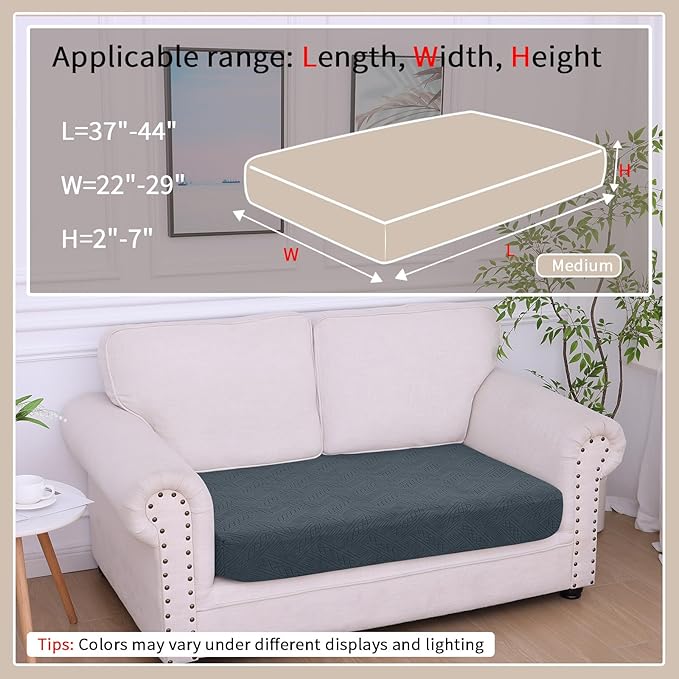 hyha Waterproof Couch Cushion Covers, Waterproof Sectional Couch Covers for 2 Cushion Sofa for Pets, Stretch Sofa Slipcover Washable with Elastic Bottom(Medium, Dark Grey)