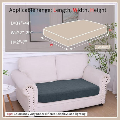 hyha Waterproof Couch Cushion Covers, Waterproof Sectional Couch Covers for 2 Cushion Sofa for Pets, Stretch Sofa Slipcover Washable with Elastic Bottom(Medium, Dark Grey)