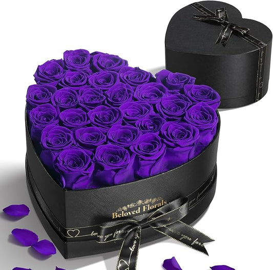 27 Preserved Flowers Rose Birthday Gifts for Women Her Mom Wife Girlfriend Grandma on Valentines Mothers Day Christmas Anniversary Romantic(Purple)