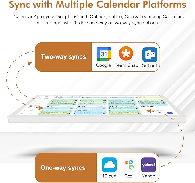 24-inch Digital Calendar for Family-Business-Planner - Touchscreen Interactive Display Smart Electronic Calendar, Auto-Sync Google iCloud Outlook Calendars, Selectable Reminders for Father and Mother