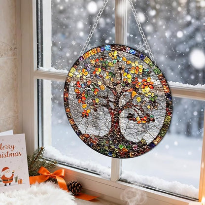 Chrismas Acrylic Stained Glass Window Hanging,Sun Catcher Decor Stained Panel Hangings Wall Art Decor, 2026 8x8inch (SCL008 Tree)