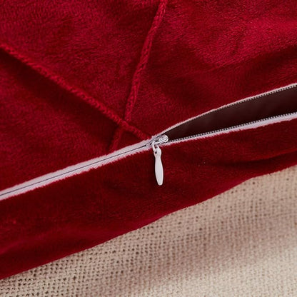 JAUXIO Diamond Pinch Pleated Crystal Velvet Pillowcases 2 Pack Solid Pintuck Throw Cushion Cover for Home Decor Hidden Zipper Closure (Burgundy, King)