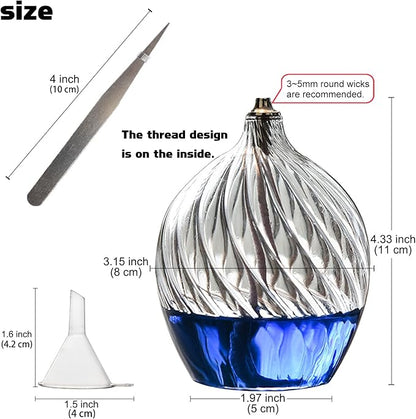 Refillable Liquid Petite Glass Oil lamp, Sturdy Borosillicate Glass Oil Candle, Unique Internal Thread Appearance for Fine Dining & Restaurants or Home